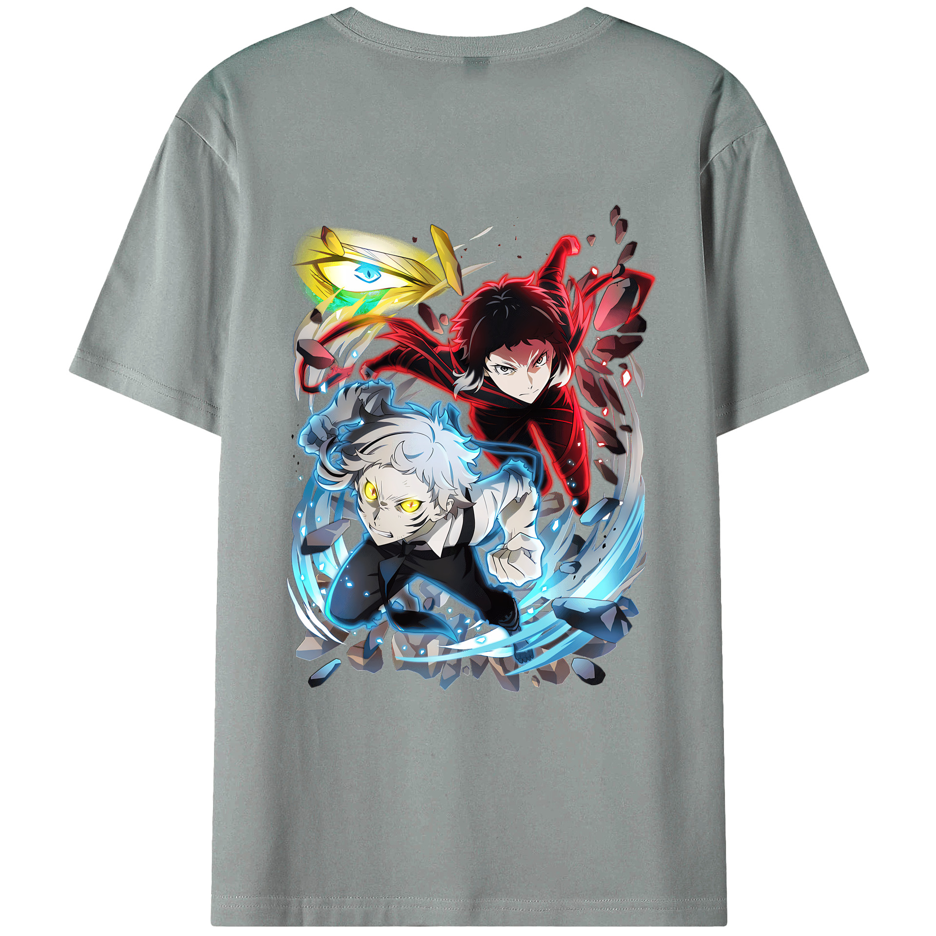 （画像用） 文豪ストレイドッグス Bungo Stray Dogs 綿100％ メンズ半袖Tシャツ（バックプリント） 通気性